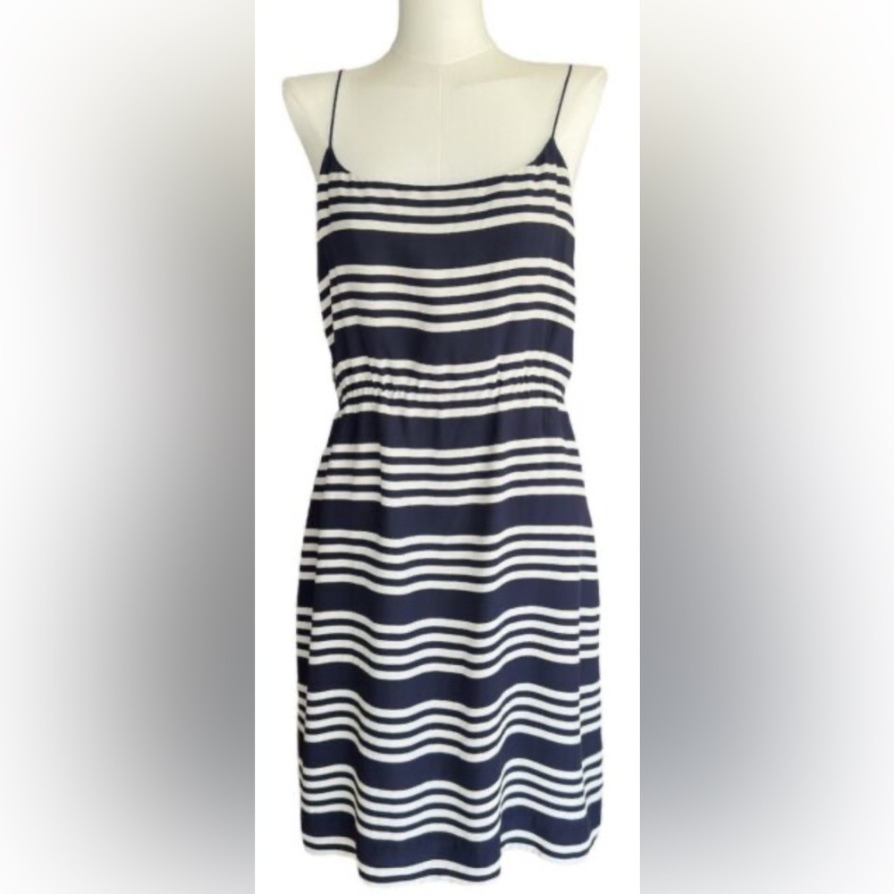 Jcrew silk stripe spaghetti strap dress size 00